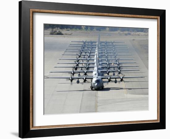 A Line of C-130 Hercules Taxi at Nellis Air Force Base, Nevada-Stocktrek Images-Framed Photographic Print
