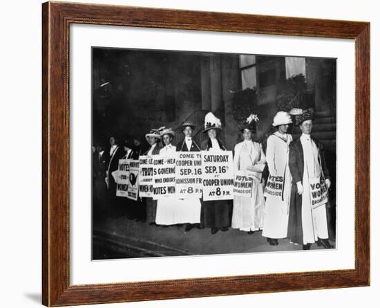 A Line of Women Rally for Women's Suffrage-null-Framed Photographic Print