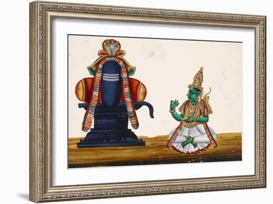 A Linga with the Goddess Parvati Sitting to its Side, from Thanjavur, India-null-Framed Giclee Print