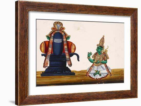 A Linga with the Goddess Parvati Sitting to its Side, from Thanjavur, India-null-Framed Giclee Print