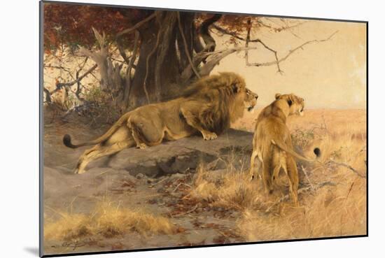 A lion and a lioness in the Savannah, 1912-Wilhelm Kuhnert-Mounted Giclee Print