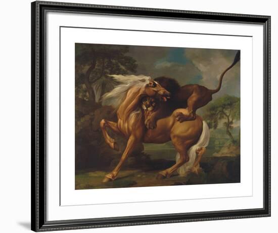 A Lion Attacking a Horse-George Stubbs-Framed Premium Giclee Print