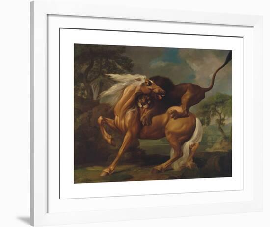 A Lion Attacking a Horse-George Stubbs-Framed Premium Giclee Print