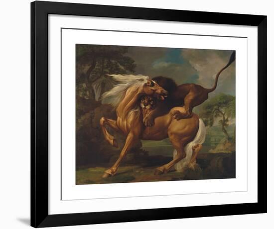 A Lion Attacking a Horse-George Stubbs-Framed Premium Giclee Print