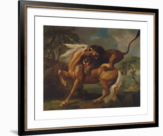 A Lion Attacking a Horse-George Stubbs-Framed Premium Giclee Print