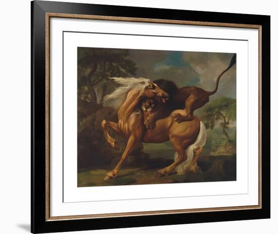 A Lion Attacking a Horse-George Stubbs-Framed Premium Giclee Print