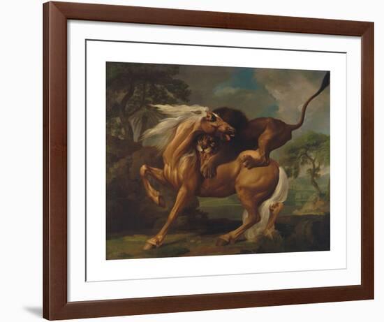 A Lion Attacking a Horse-George Stubbs-Framed Premium Giclee Print