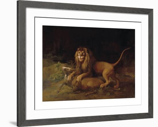 A Lion Attacking a Stag-George Stubbs-Framed Premium Giclee Print