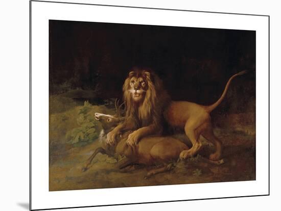 A Lion Attacking a Stag-George Stubbs-Mounted Premium Giclee Print