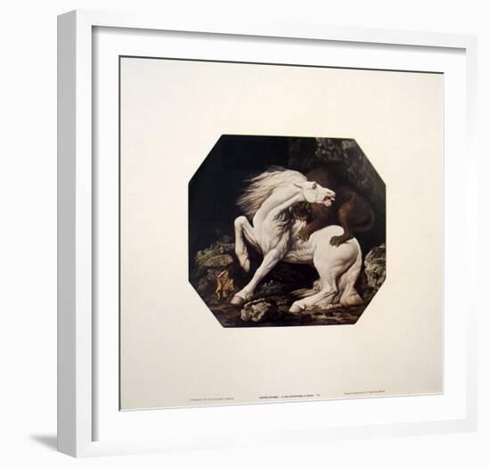 A Lion Devouring a Horse-Geore Stubbs-Framed Art Print