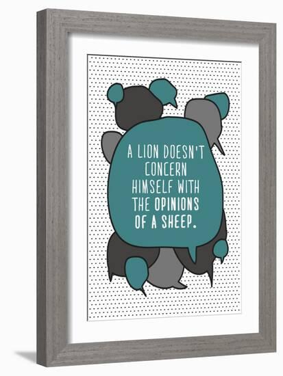 A Lion Doesn't Concern Himself with the Opinions of the Sheep (Motivational Quote Vector Illustrati-Orange Vectors-Framed Art Print