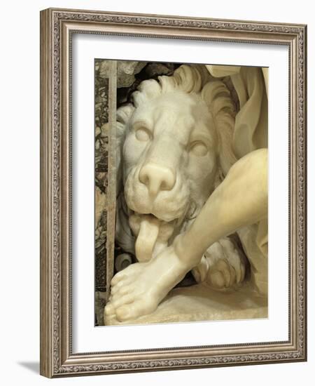 A Lion Licking the foot of Daniel-Giovanni Lorenzo Bernini-Framed Giclee Print