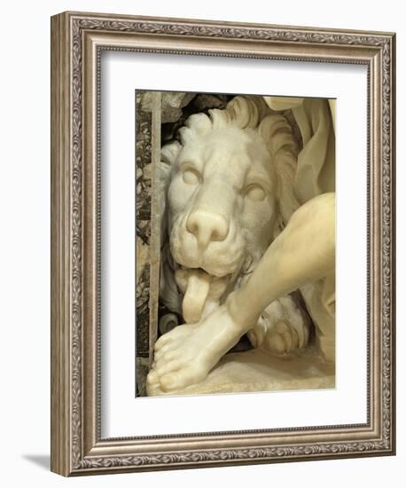 A Lion Licking the foot of Daniel-Giovanni Lorenzo Bernini-Framed Giclee Print