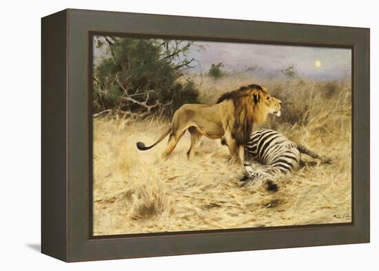 A Lion with His Prey-Wilhelm Kuhnert-Framed Premier Image Canvas