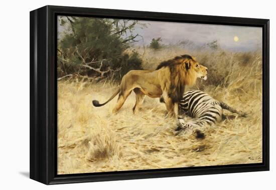 A Lion with His Prey-Wilhelm Kuhnert-Framed Premier Image Canvas