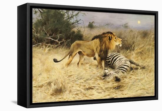 A Lion with His Prey-Wilhelm Kuhnert-Framed Premier Image Canvas