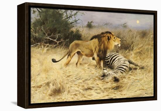 A Lion with His Prey-Wilhelm Kuhnert-Framed Premier Image Canvas