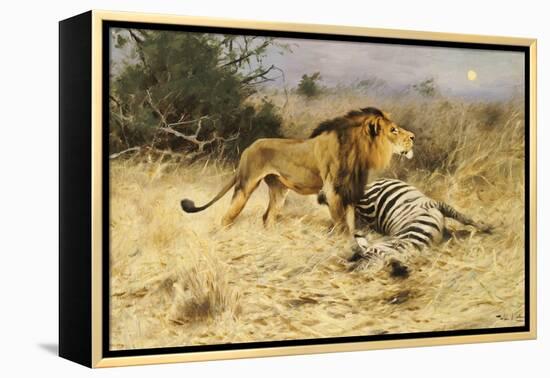 A Lion with His Prey-Wilhelm Kuhnert-Framed Premier Image Canvas