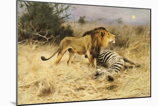 A Lion with His Prey-Wilhelm Kuhnert-Mounted Giclee Print