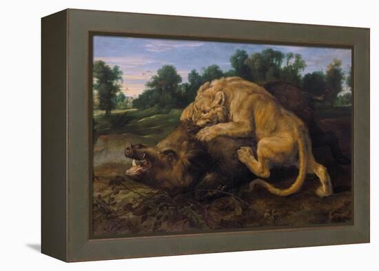 A Lioness Attacking a Wild Boar-Frans Snyders-Framed Premier Image Canvas