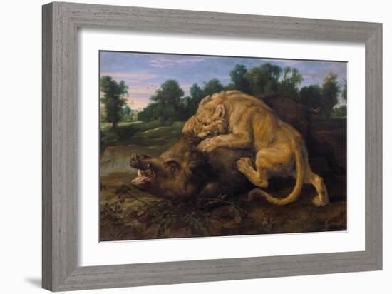 A Lioness Attacking a Wild Boar-Frans Snyders-Framed Giclee Print