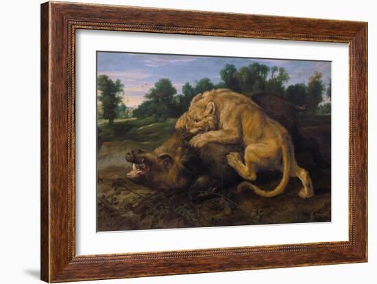 A Lioness Attacking a Wild Boar-Frans Snyders-Framed Giclee Print