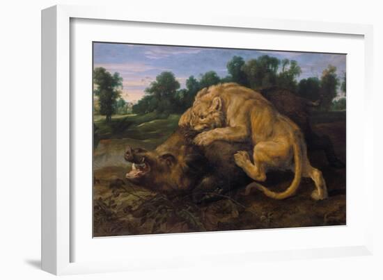 A Lioness Attacking a Wild Boar-Frans Snyders-Framed Giclee Print