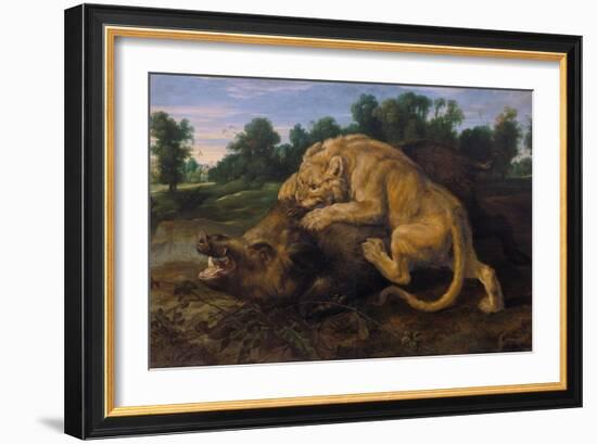 A Lioness Attacking a Wild Boar-Frans Snyders-Framed Giclee Print