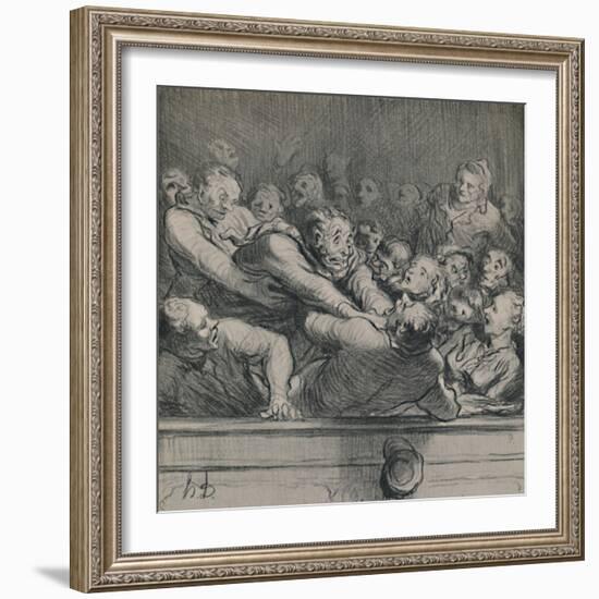 'A Literary Discussion in the Upper Gallery', c.1864, (1946)-Honore Daumier-Framed Giclee Print