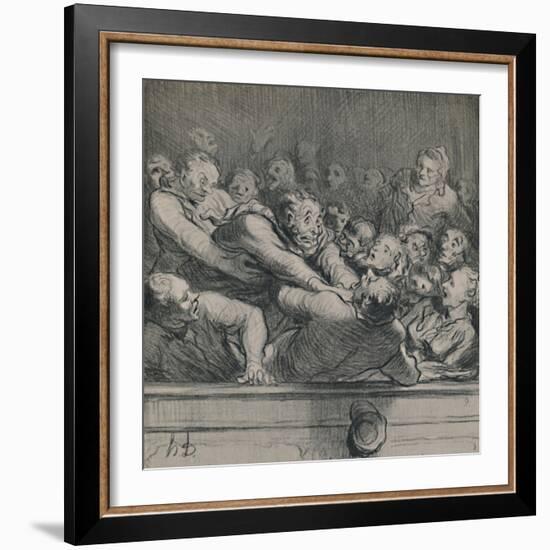 'A Literary Discussion in the Upper Gallery', c.1864, (1946)-Honore Daumier-Framed Giclee Print