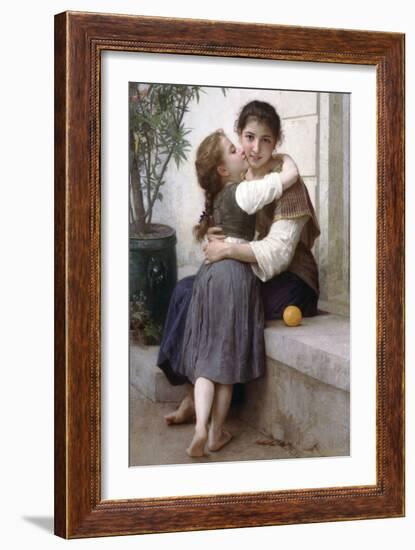 A Little Coaxing-William Adolphe Bouguereau-Framed Art Print