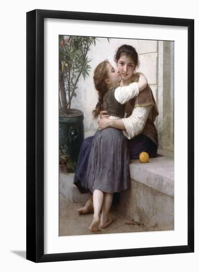 A Little Coaxing-William Adolphe Bouguereau-Framed Art Print