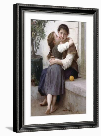 A Little Coaxing-William Adolphe Bouguereau-Framed Art Print