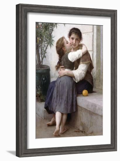 A Little Coaxing-William Adolphe Bouguereau-Framed Art Print