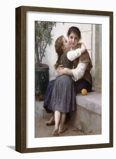 A Little Coaxing-William Adolphe Bouguereau-Framed Art Print