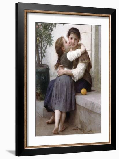 A Little Coaxing-William Adolphe Bouguereau-Framed Art Print