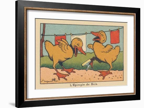 A Little Duck Got His Paw Stuck in a Clothespin.” the Wooden Pin” ,1936 (Illustration)-Benjamin Rabier-Framed Giclee Print