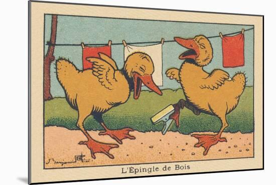 A Little Duck Got His Paw Stuck in a Clothespin.” the Wooden Pin” ,1936 (Illustration)-Benjamin Rabier-Mounted Giclee Print