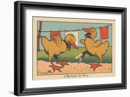 A Little Duck Got His Paw Stuck in a Clothespin.” the Wooden Pin” ,1936 (Illustration)-Benjamin Rabier-Framed Giclee Print