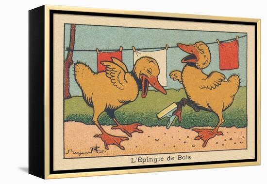 A Little Duck Got His Paw Stuck in a Clothespin.” the Wooden Pin” ,1936 (Illustration)-Benjamin Rabier-Framed Premier Image Canvas