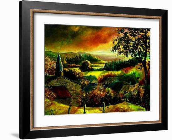 A little village in Belgium - Our - Opont-Pol Ledent-Framed Art Print