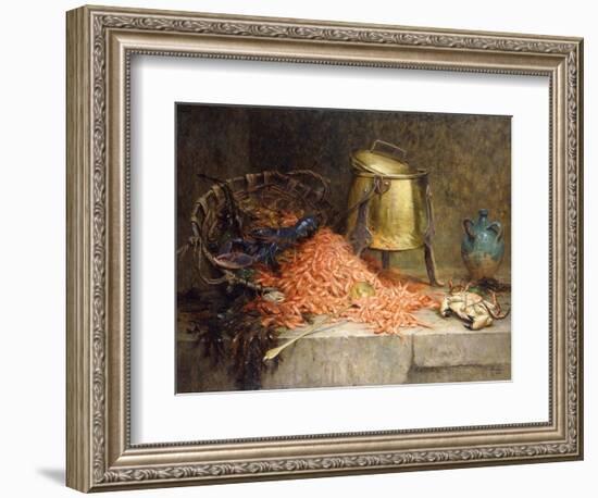 A Lobster, Shrimps and a Crab by an Urn on a Stone Ledge-Magne Desire-Alfred-Framed Giclee Print