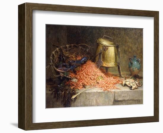 A Lobster, Shrimps and a Crab by an Urn on a Stone Ledge-Magne Desire-Alfred-Framed Giclee Print