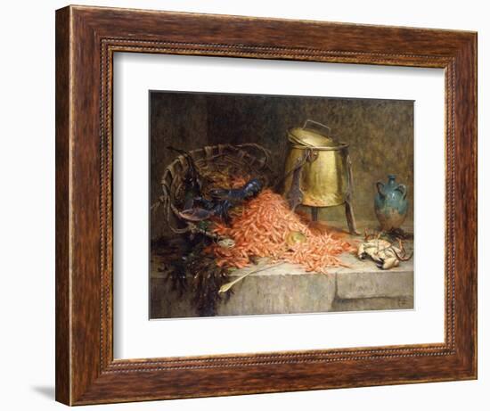 A Lobster, Shrimps and a Crab by an Urn on a Stone Ledge-Magne Desire-Alfred-Framed Giclee Print