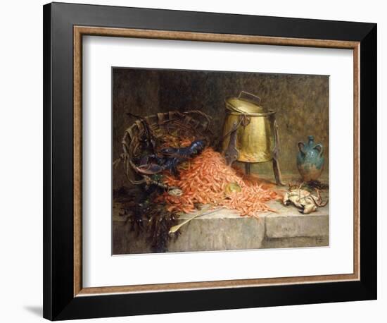 A Lobster, Shrimps and a Crab by an Urn on a Stone Ledge-Magne Desire-Alfred-Framed Giclee Print