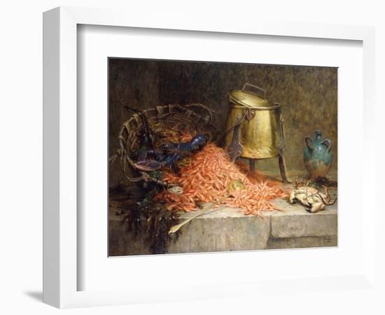 A Lobster, Shrimps and a Crab by an Urn on a Stone Ledge-Magne Desire-Alfred-Framed Giclee Print