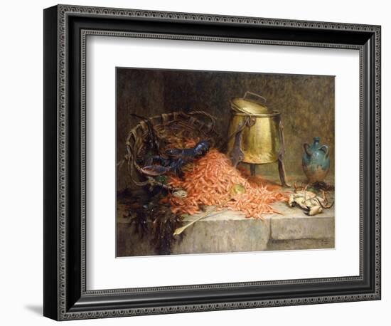 A Lobster, Shrimps and a Crab by an Urn on a Stone Ledge-Magne Desire-Alfred-Framed Giclee Print