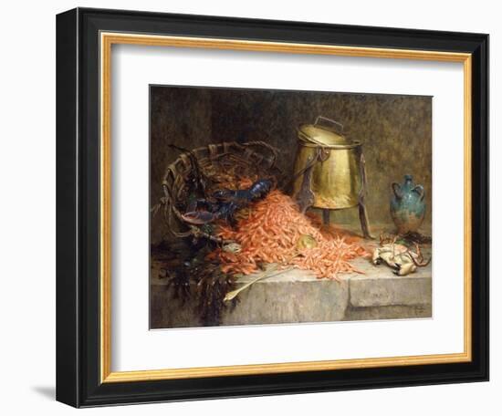 A Lobster, Shrimps and a Crab by an Urn on a Stone Ledge-Magne Desire-Alfred-Framed Giclee Print