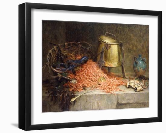 A Lobster, Shrimps and a Crab by an Urn on a Stone Ledge-Magne Desire-Alfred-Framed Giclee Print