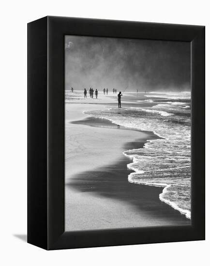 A Local Fisherman Fishing on Itamambuca Beach, Ubatuba, Brazil-Alex Saberi-Framed Premier Image Canvas